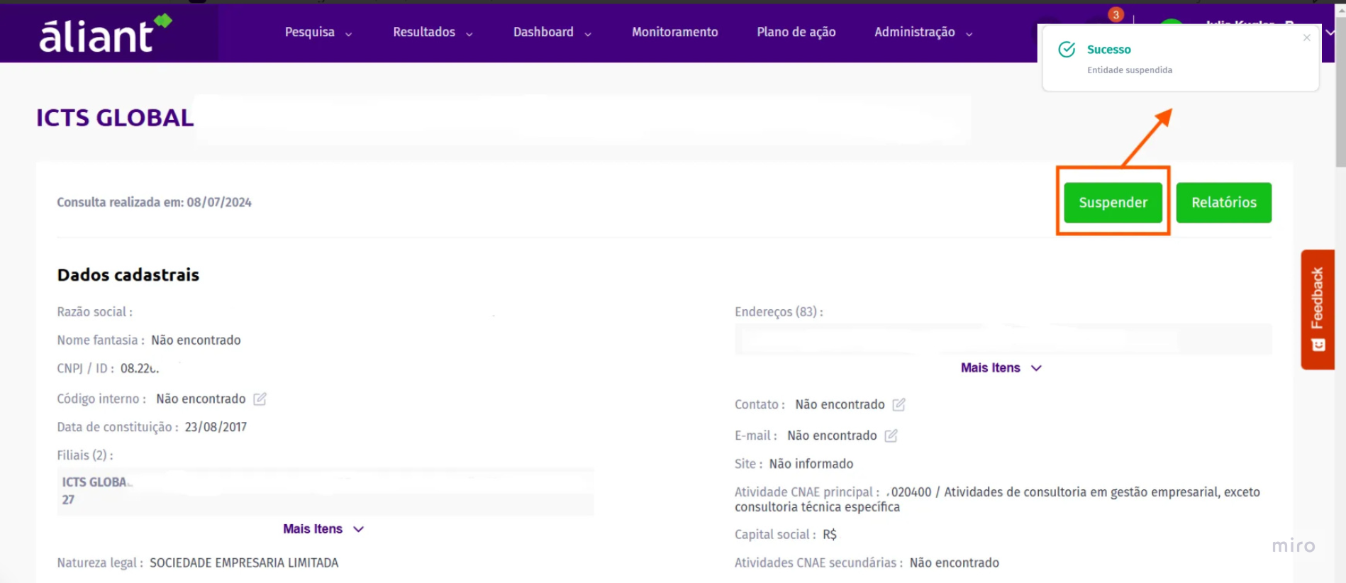 Aliant Base de Conhecimento - Entidades